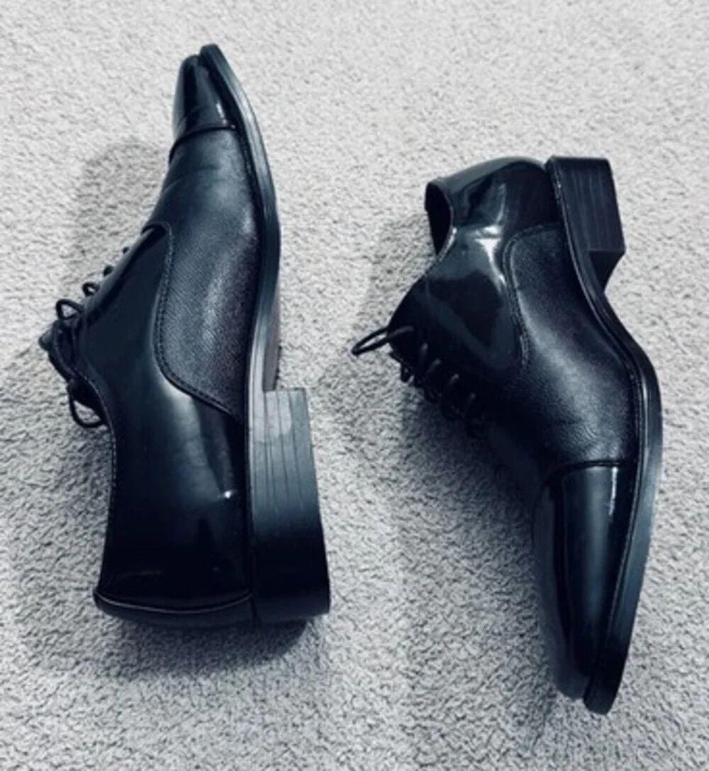 Amali-Men’s Size 8 -Oxford Style Black Dress Shoes-Cap Toe Model